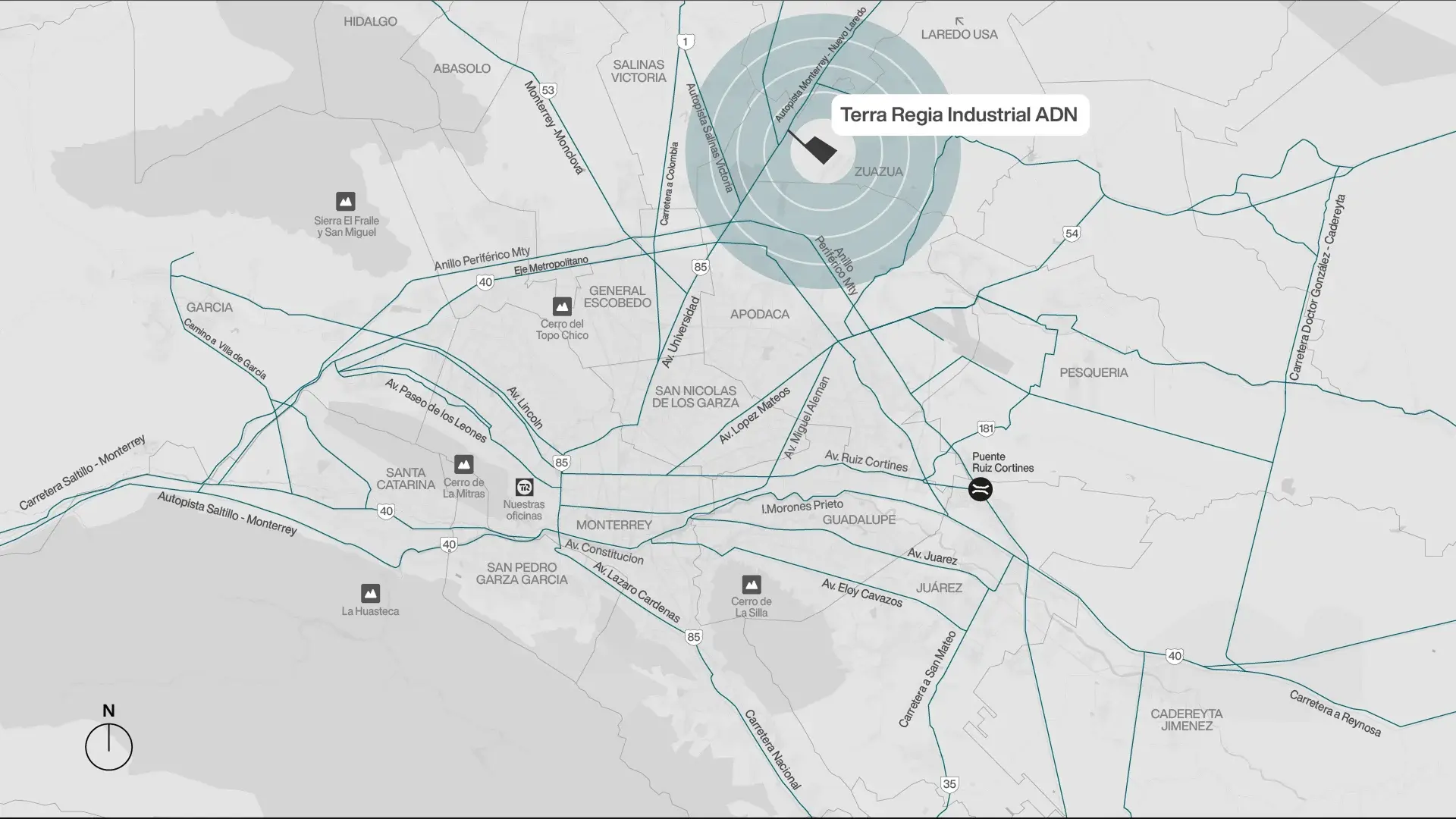 Mapa de la Zona Metropolitana de Monterrey